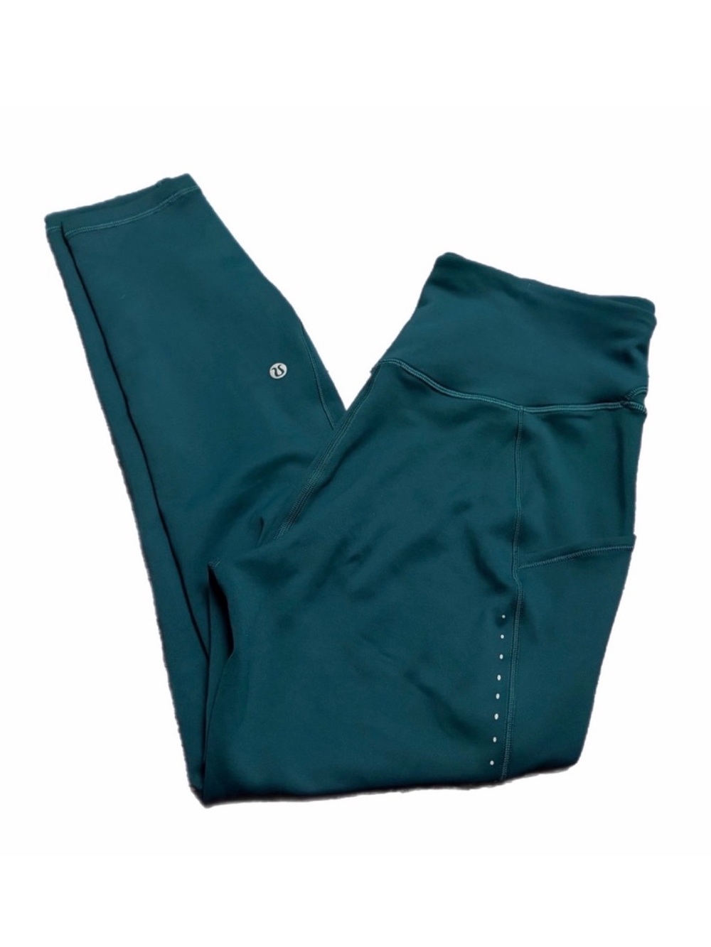 Lululemon Fast and Free High-Rise Fleece Tight 25" *Pockets (Storm Teal) Size 8